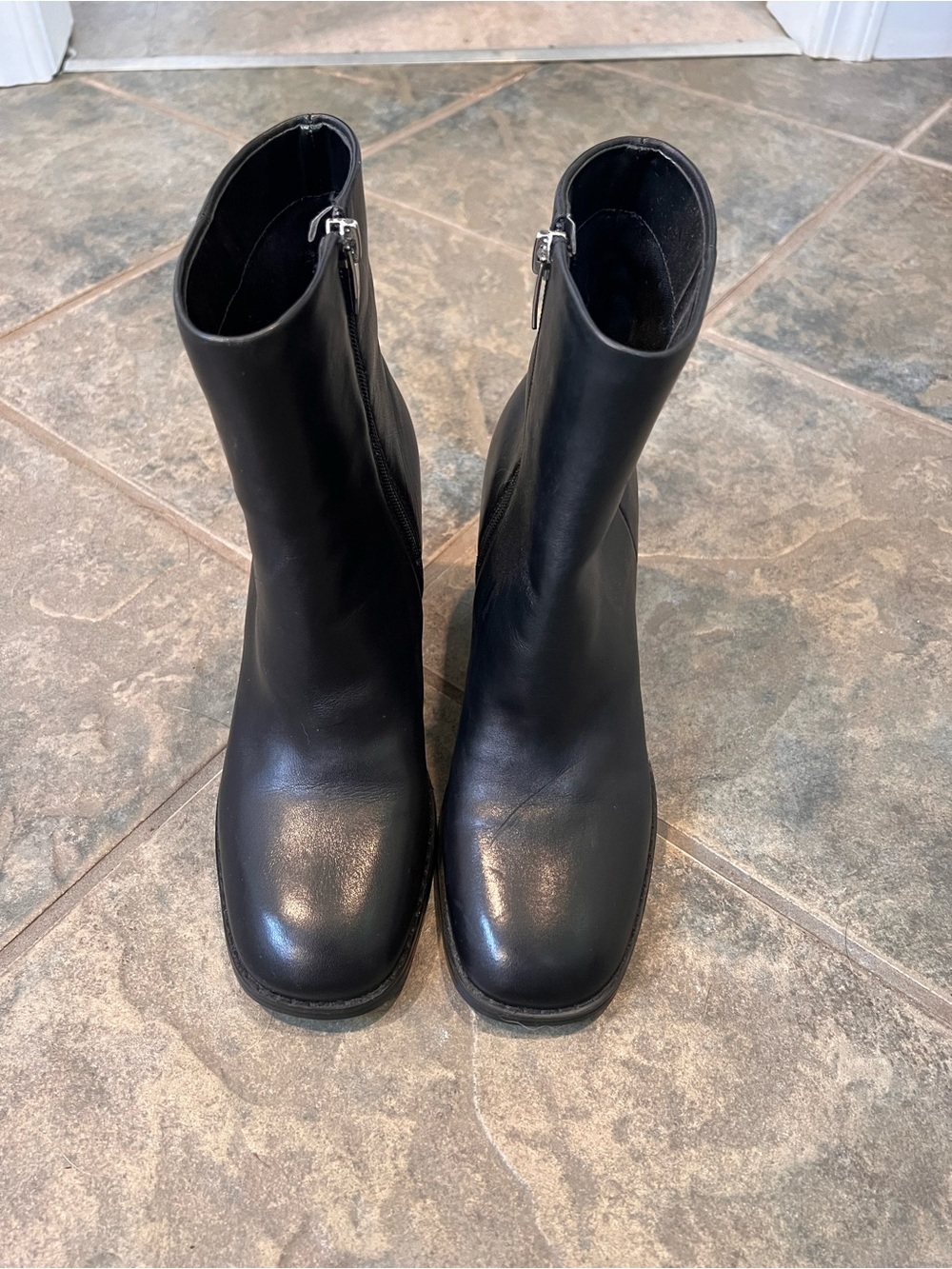 Marc Fisher Black Leather Ankle Booties with Side Zipper